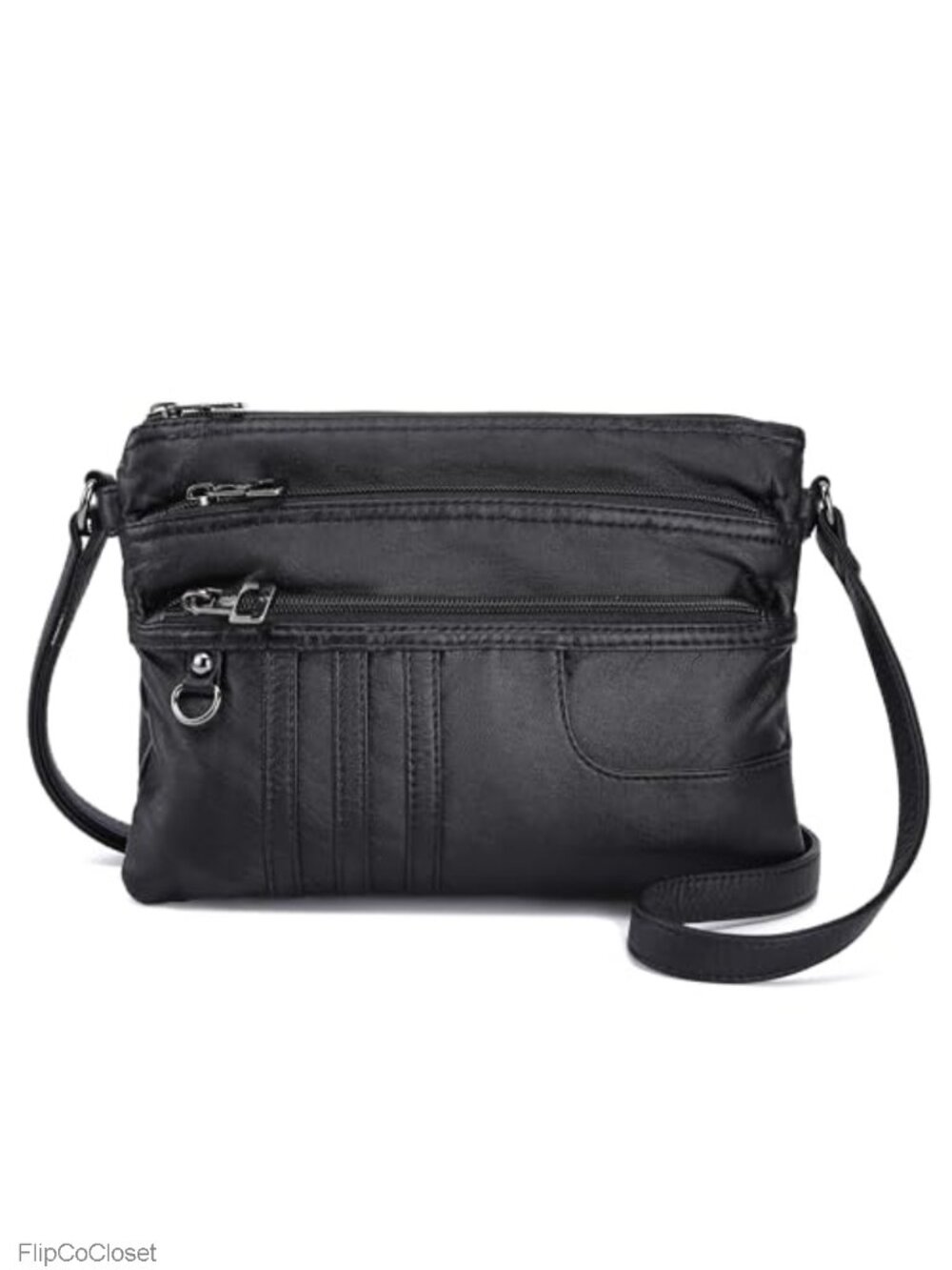 Small Multi Pocket Crossbody Purse Synthetic Leather Adjustable Strap Everyday
